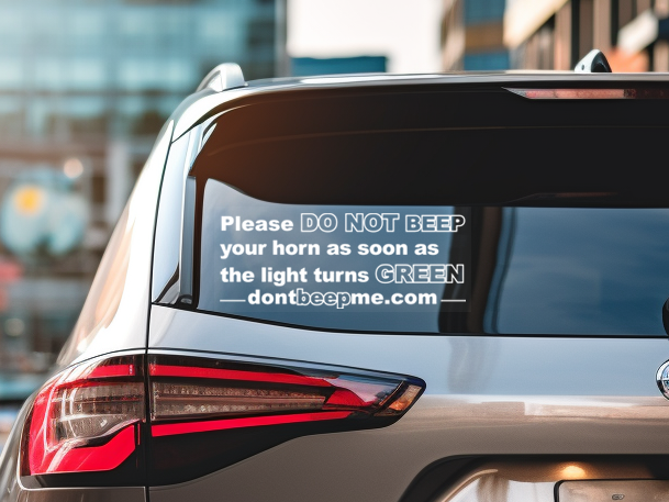 SUV with decal in back window